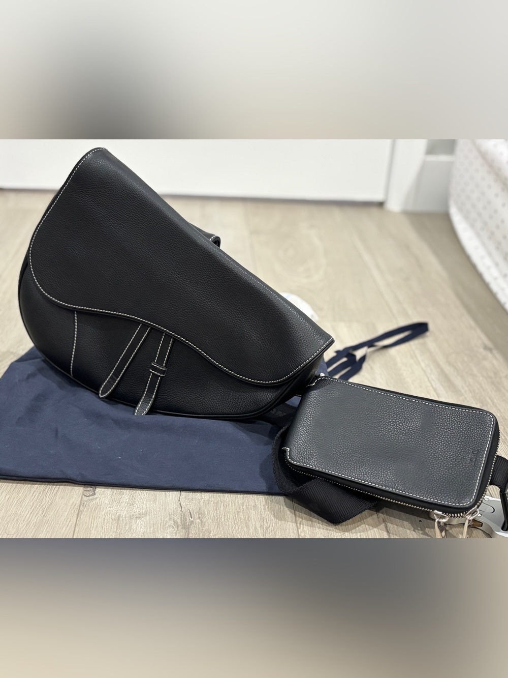 Dior Men Maxi Saddle Bag in Black